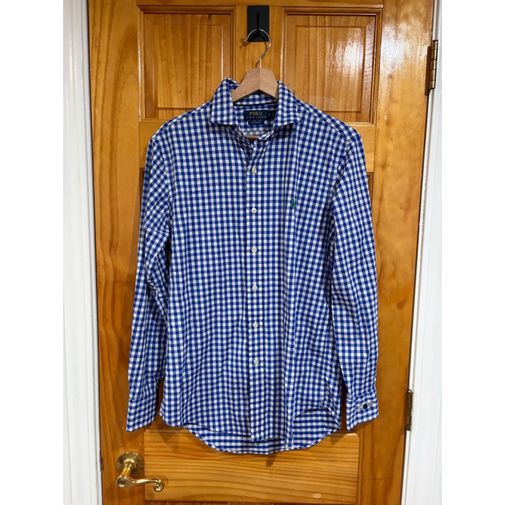 Polo Ralph Lauren Performance Blue White Gingham Button Down Olympic 2016 Small